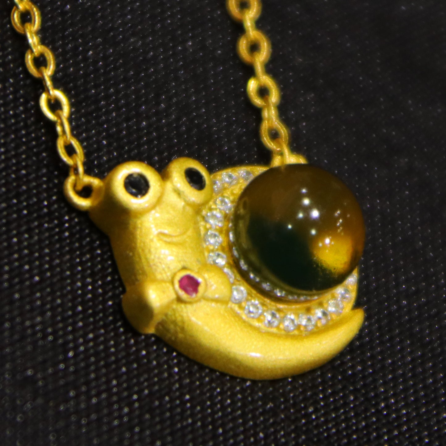 925 Sterling Silver Natural Amber Mexico Blue Amber Snail Pendant | 7mm Bead