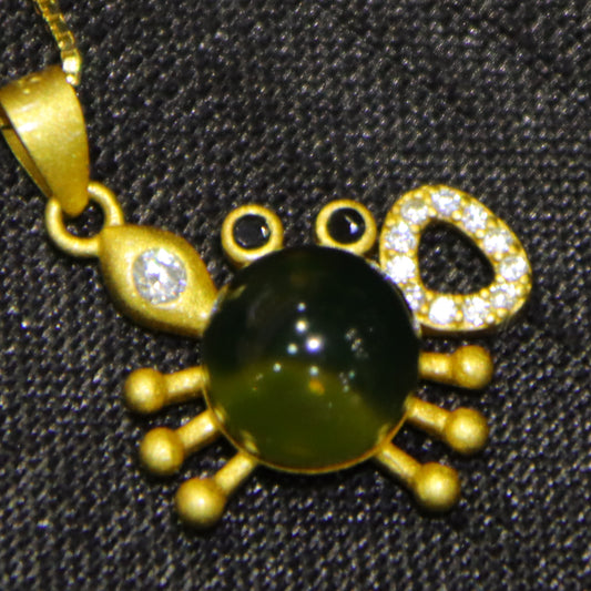 Natural Mexico Blue Amber Crab Necklace - Handmade 7mm Round Bead Jewelry