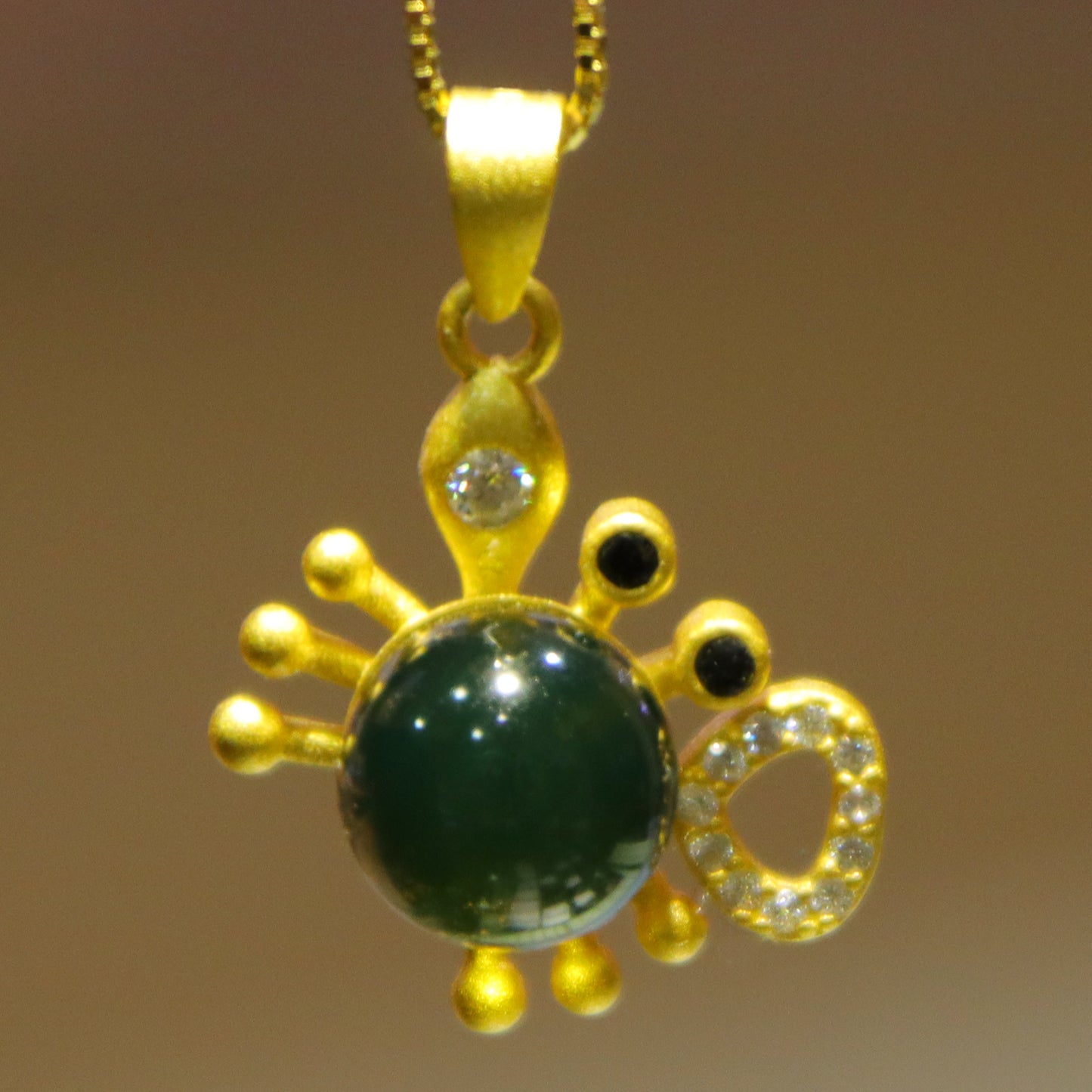 Natural Mexico Blue Amber Crab Necklace - Handmade 7mm Round Bead Jewelry