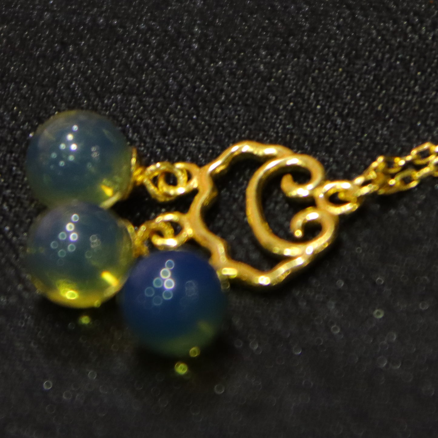 925 Sterling Silver Natural Mexico Blue Amber Cloud Openwork  Ruyi Pendant Necklace