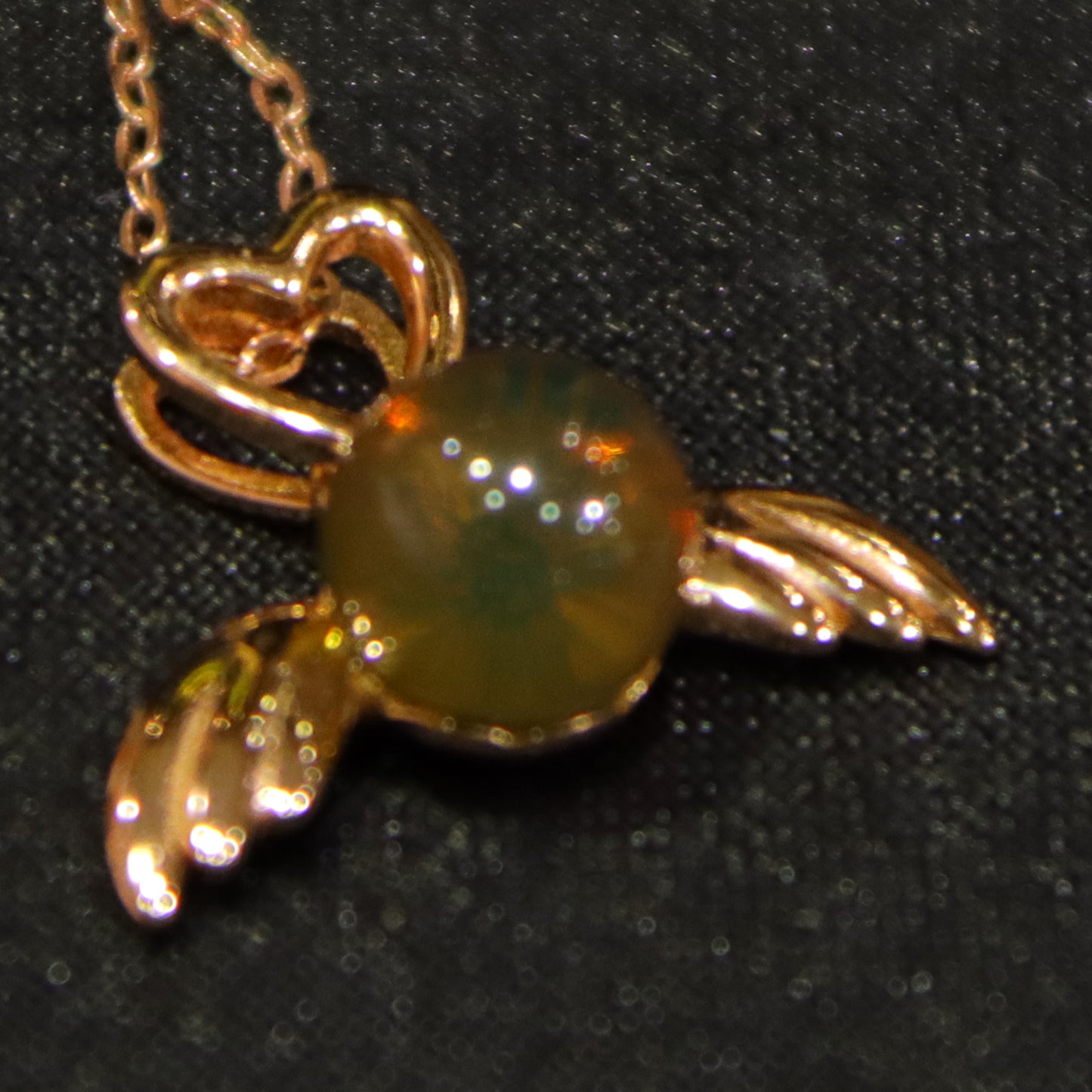 925 Sterling Silver Pendant with Natural Mexico Blue Amber Heart Angel Charm, 7mm Bead