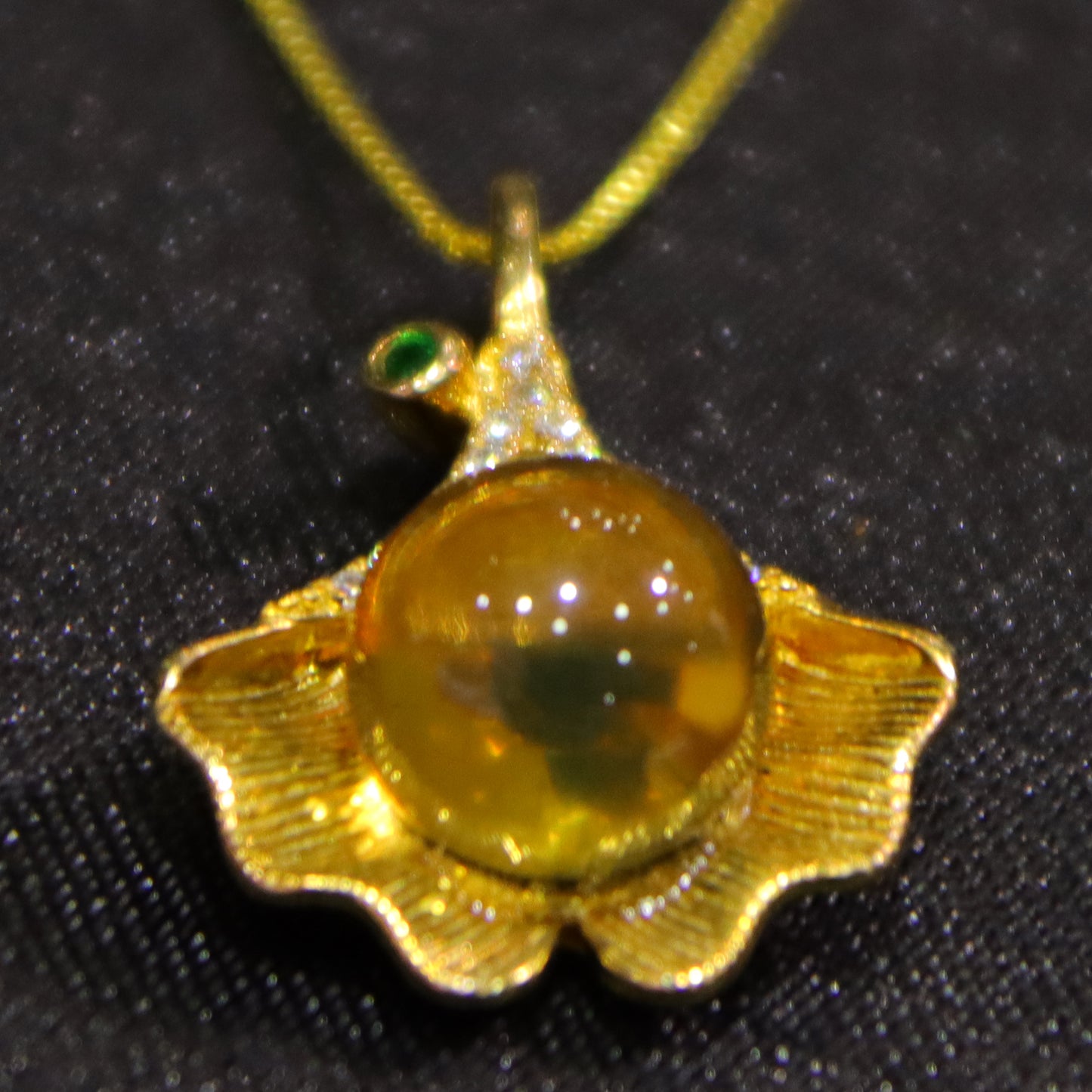 925 Sterling Silver with Natural Mexico Blue Amber Ginkgo Leaf Necklace - Unique Necklace Gift for Women