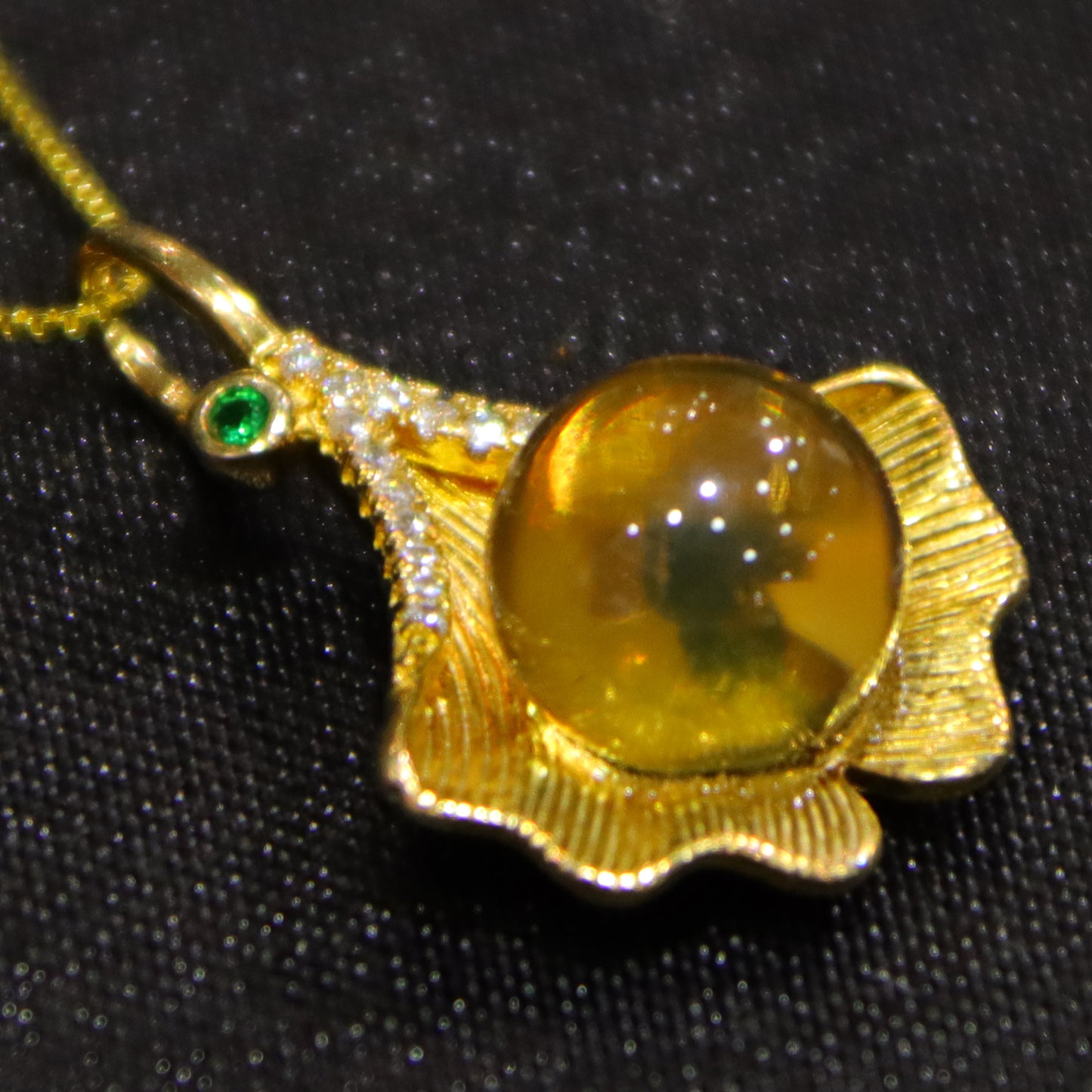 925 Sterling Silver with Natural Mexico Blue Amber Ginkgo Leaf Necklace - Unique Necklace Gift for Women