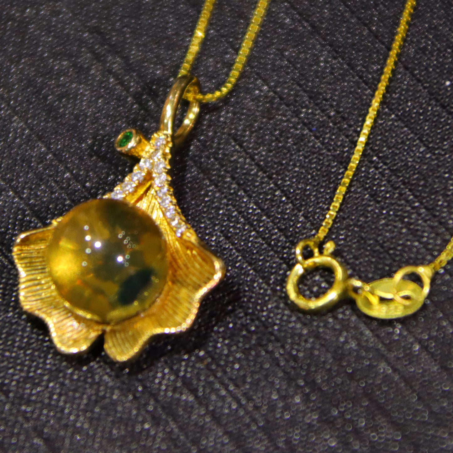 925 Sterling Silver with Natural Mexico Blue Amber Ginkgo Leaf Necklace - Unique Necklace Gift for Women