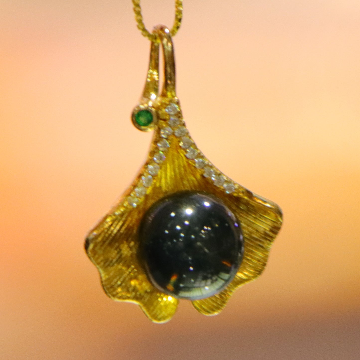 925 Sterling Silver with Natural Mexico Blue Amber Ginkgo Leaf Necklace - Unique Necklace Gift for Women