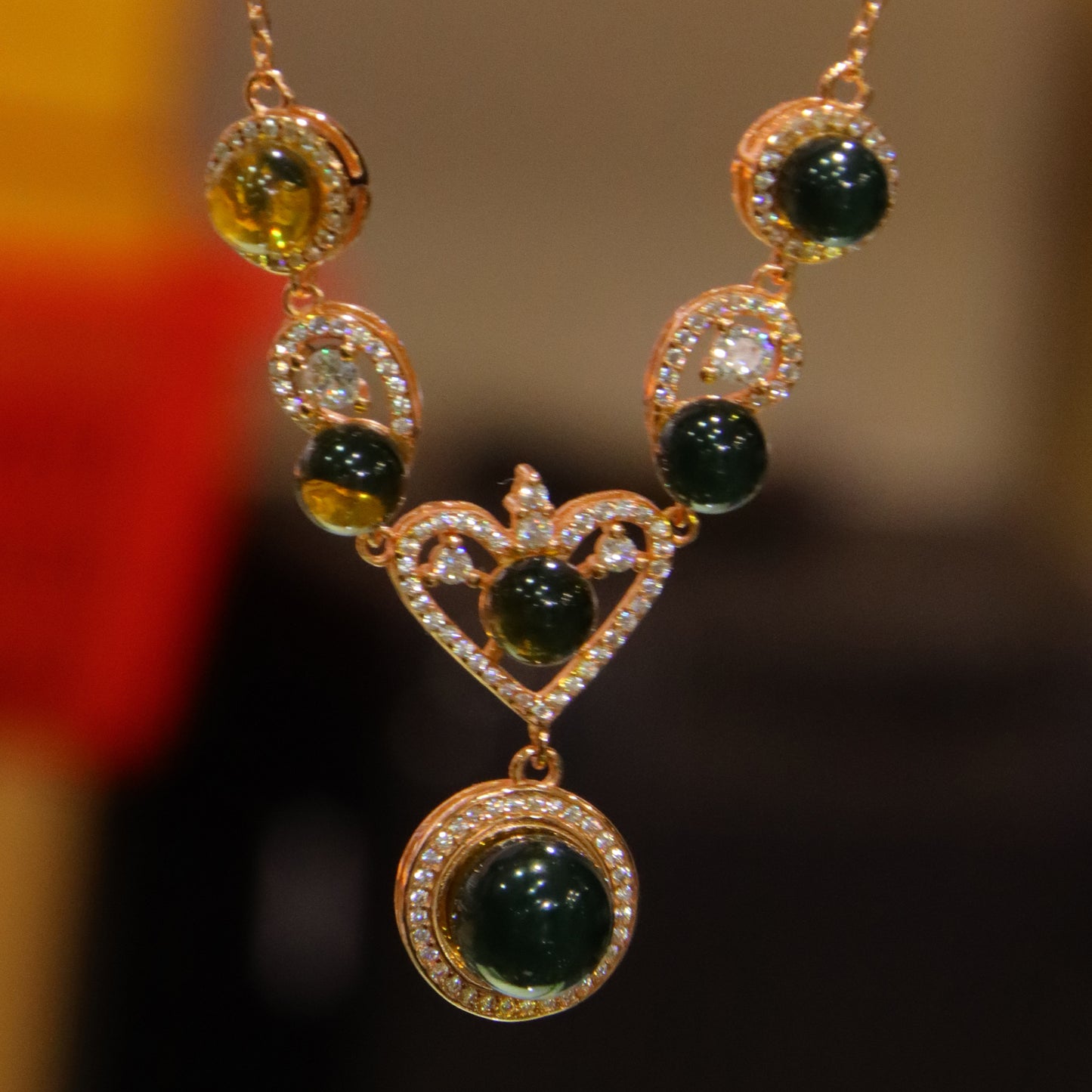 925 Sterling Silver Heart  Natural Mexico Blue Amber  Pendant with6mm and 9mm Bead