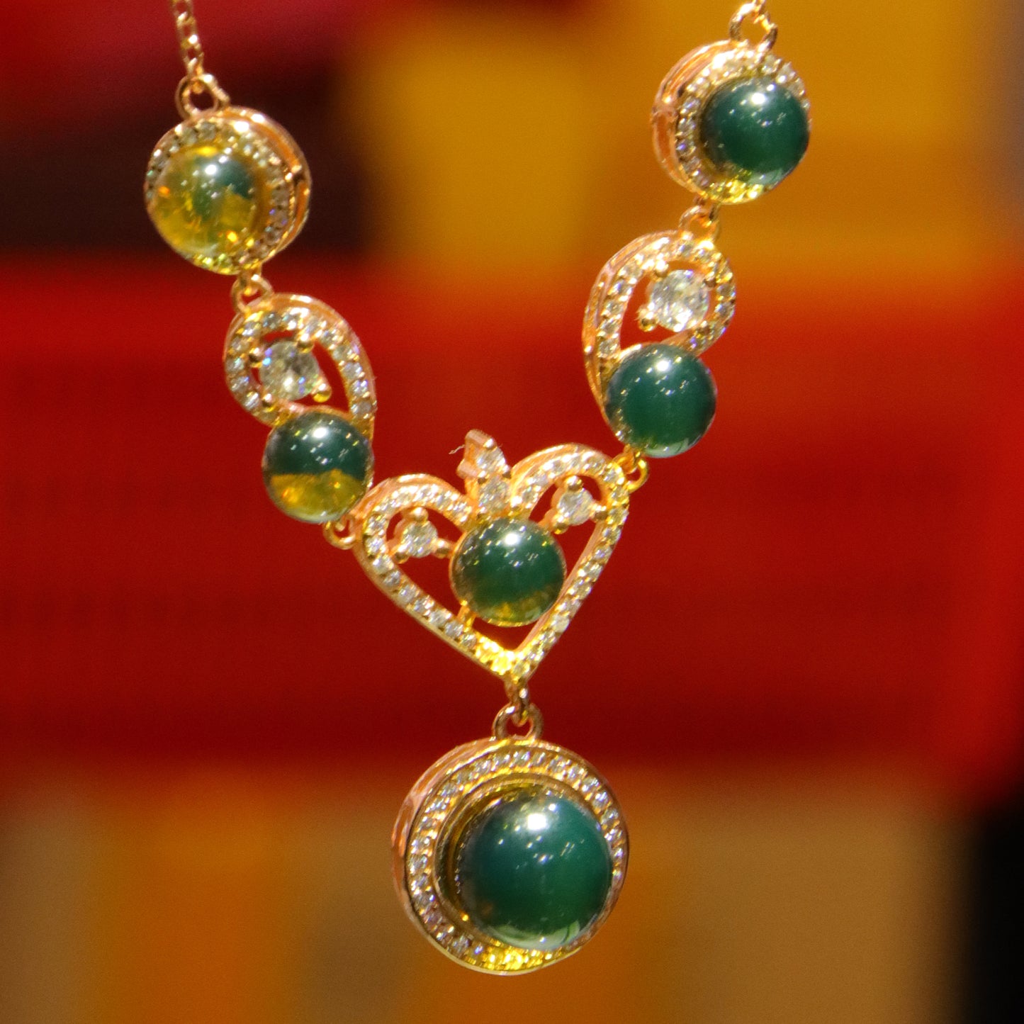925 Sterling Silver Heart  Natural Mexico Blue Amber  Pendant with6mm and 9mm Bead