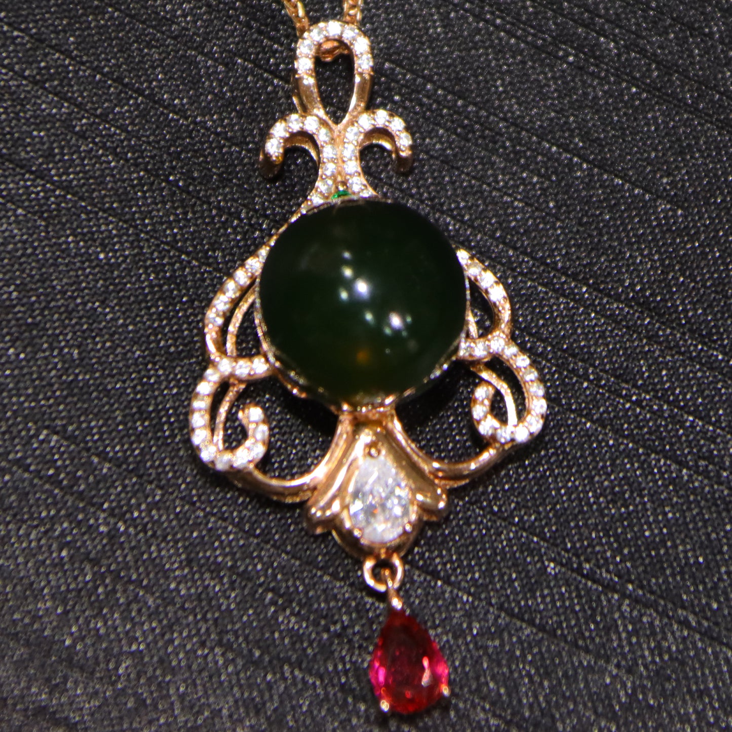 925 Sterling Silver Pendant with Natural Mexico Blue Amber Flower Design, 14mm Round Bead