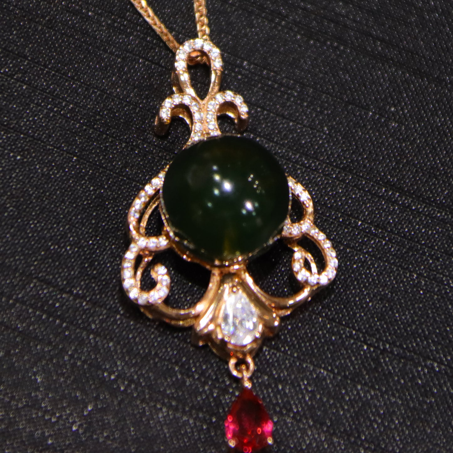 925 Sterling Silver Pendant with Natural Mexico Blue Amber Flower Design, 14mm Round Bead