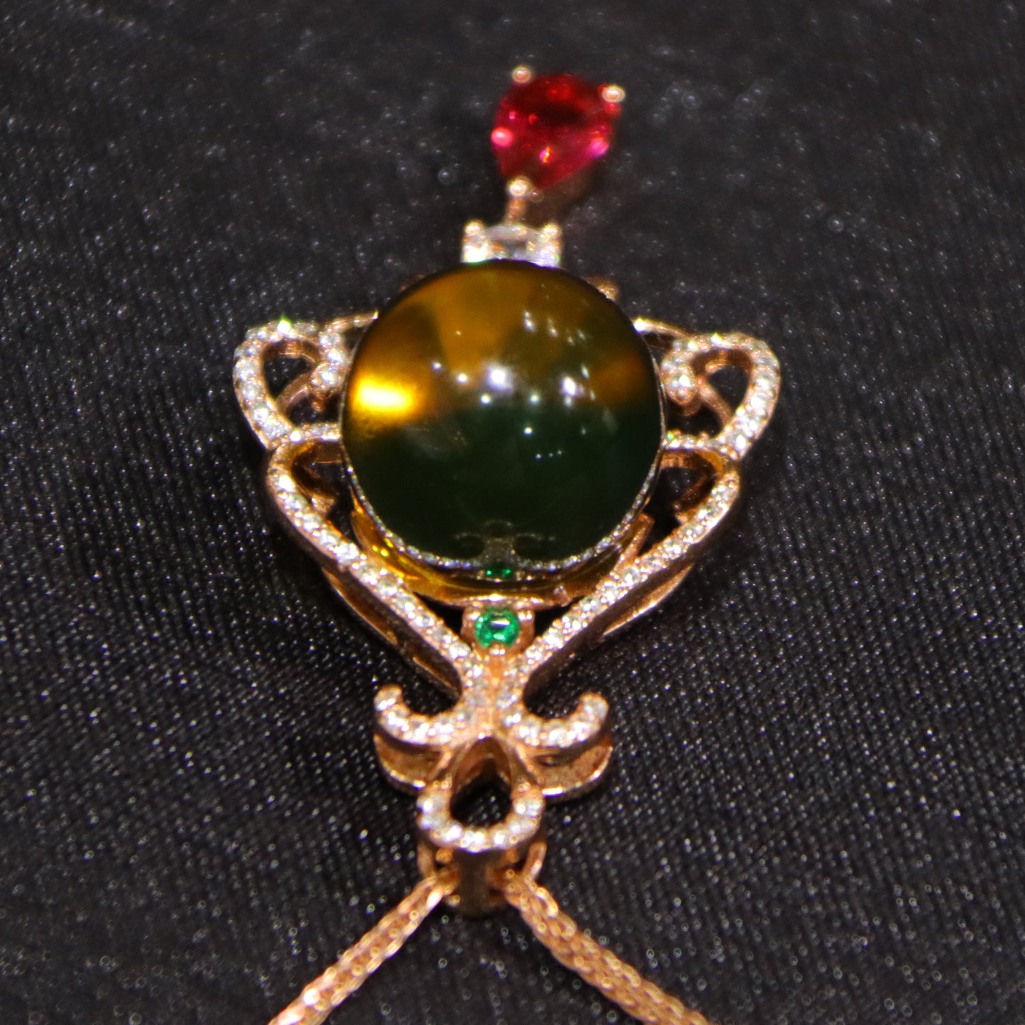 925 Sterling Silver Pendant with Natural Mexico Blue Amber Flower Design, 14mm Round Bead