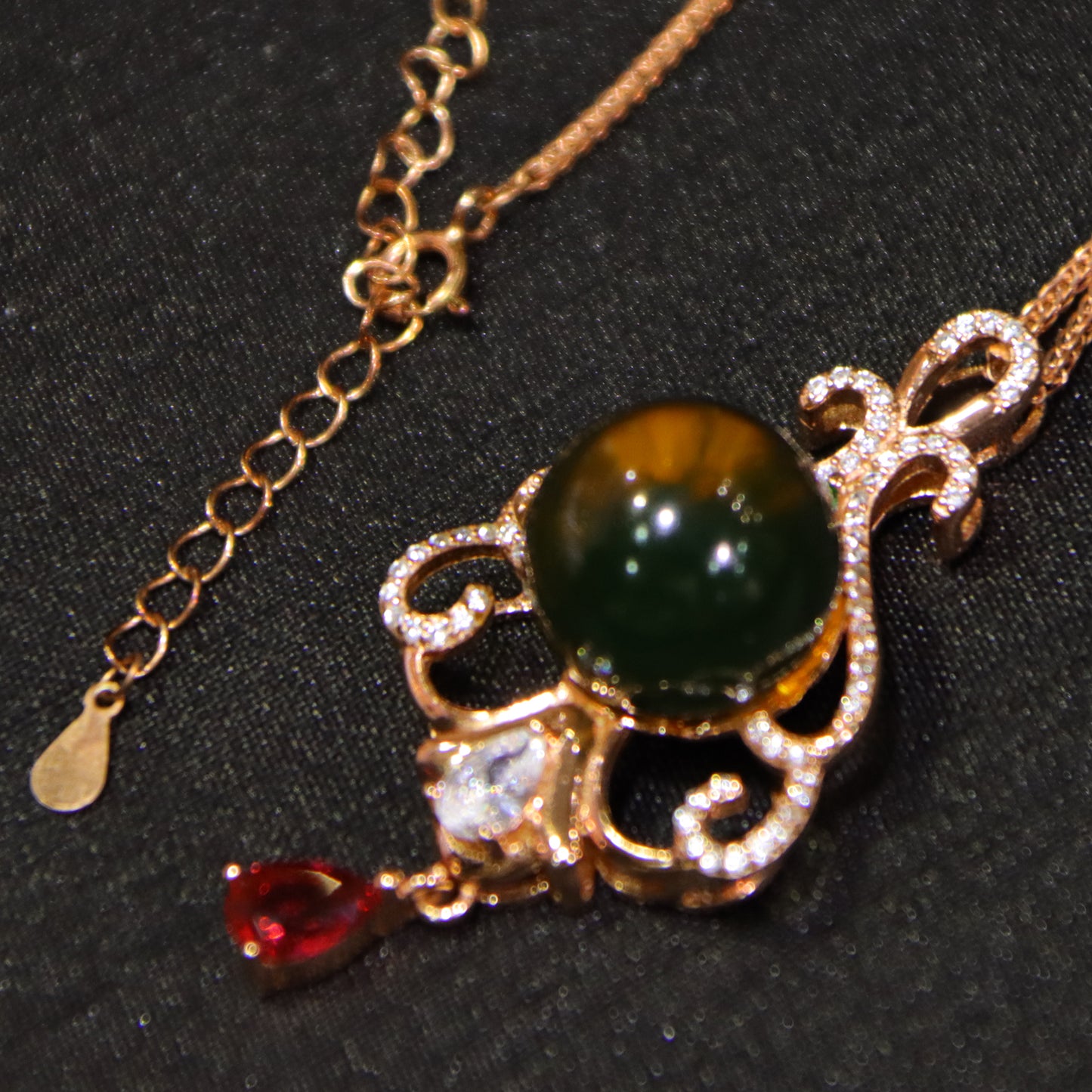 925 Sterling Silver Pendant with Natural Mexico Blue Amber Flower Design, 14mm Round Bead