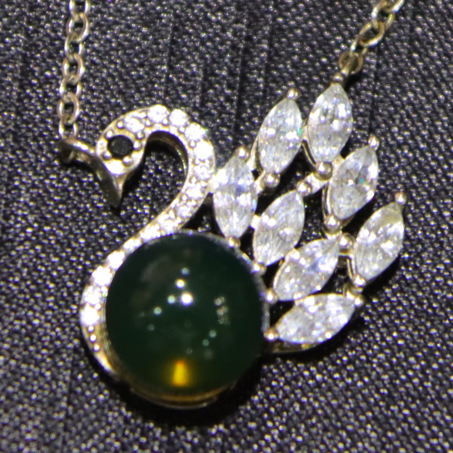 925 Sterling Silver Natural Amber Mexico Blue Amber Swan Pendant Necklace