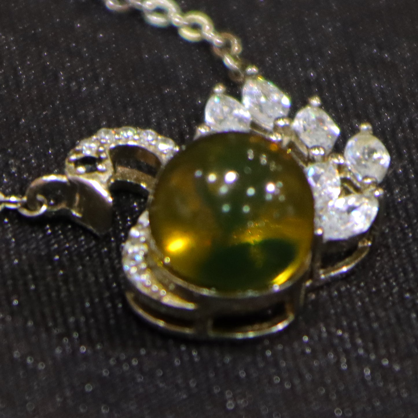 925 Sterling Silver Natural Amber Mexico Blue Amber Swan Pendant Necklace