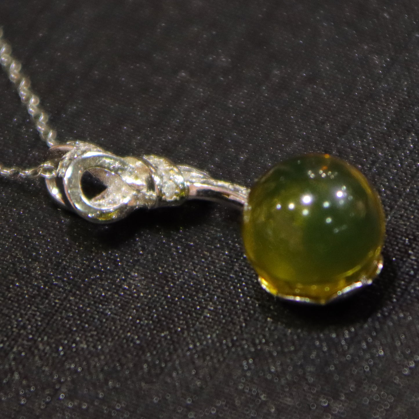 925 Sterling Silver Natural Mexico Blue Amber Bow Pendant with 10mm Bead