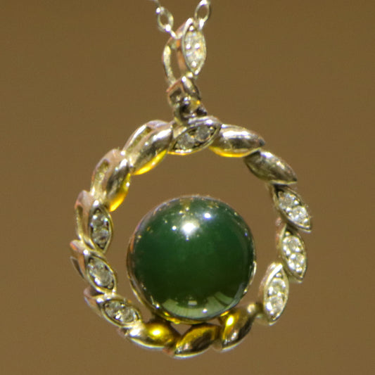925 Sterling Silver Natural Mexico Blue Amber Round Pendant Necklace - 8mm Bead