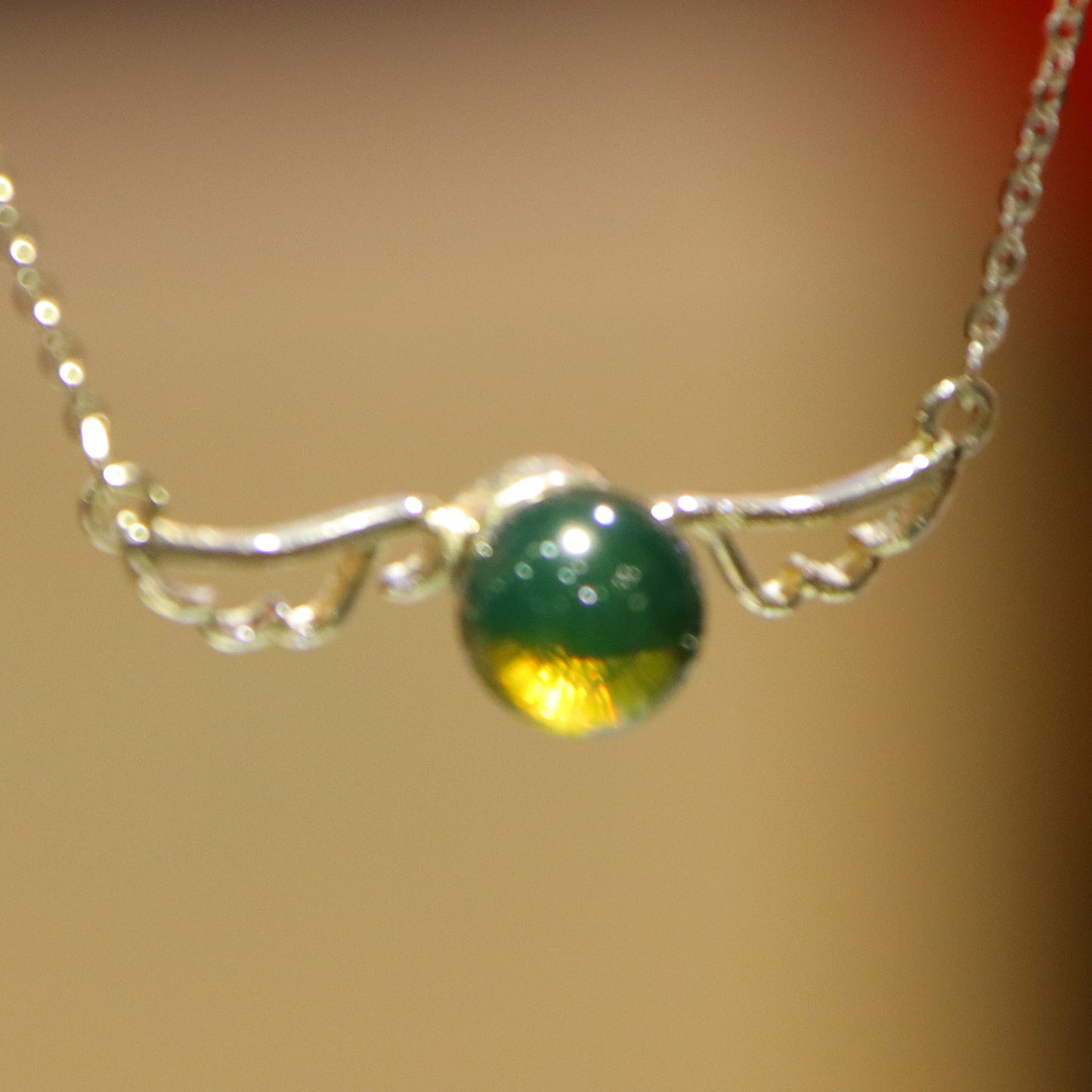 925 Sterling Silver Angel Wing Pendant with Natural Mexico Blue Amber Gemstone – Handmade Jewelry Gift
