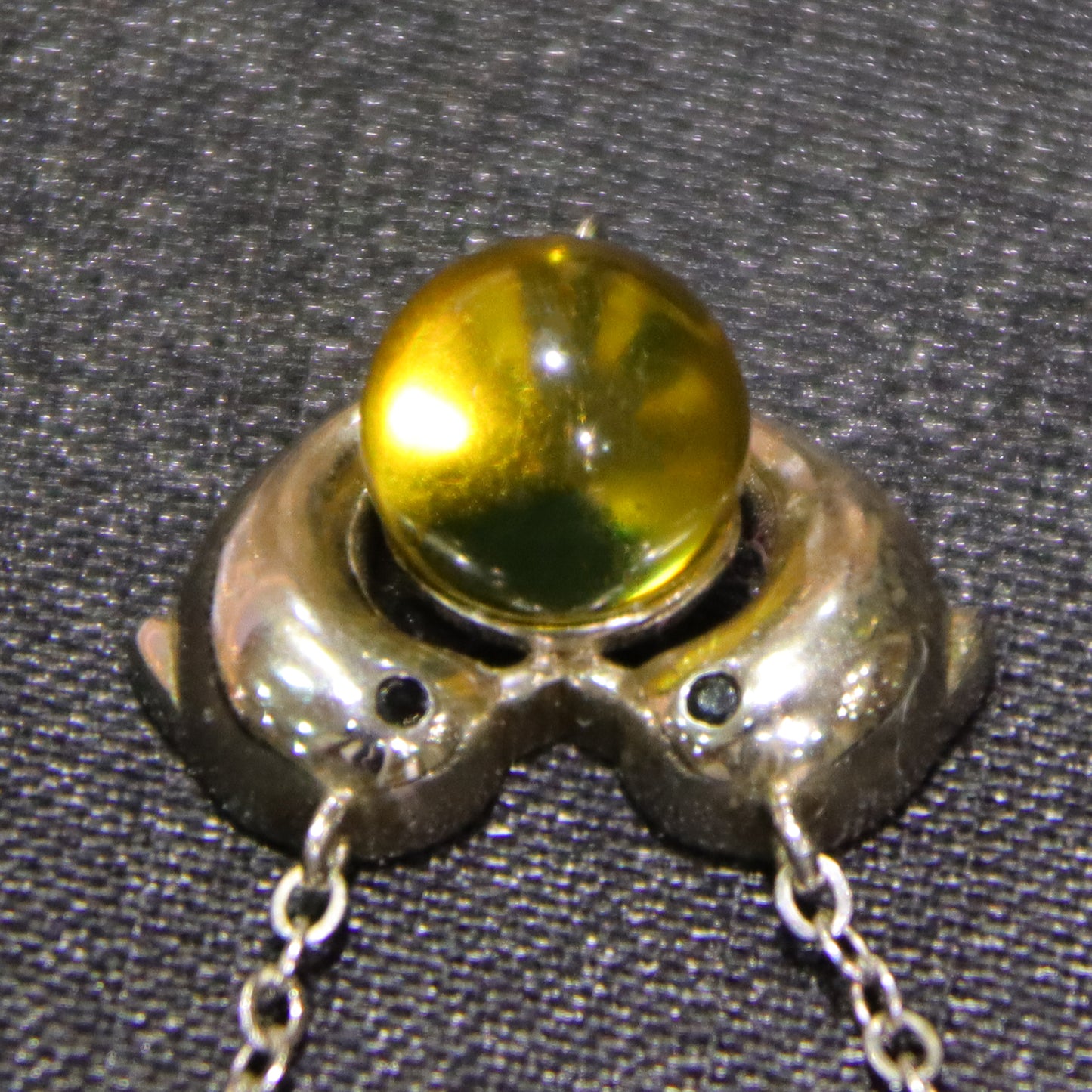 925 Sterling Silver Dolphin Heart Pendant with Natural Mexico Blue Amber Gemstone