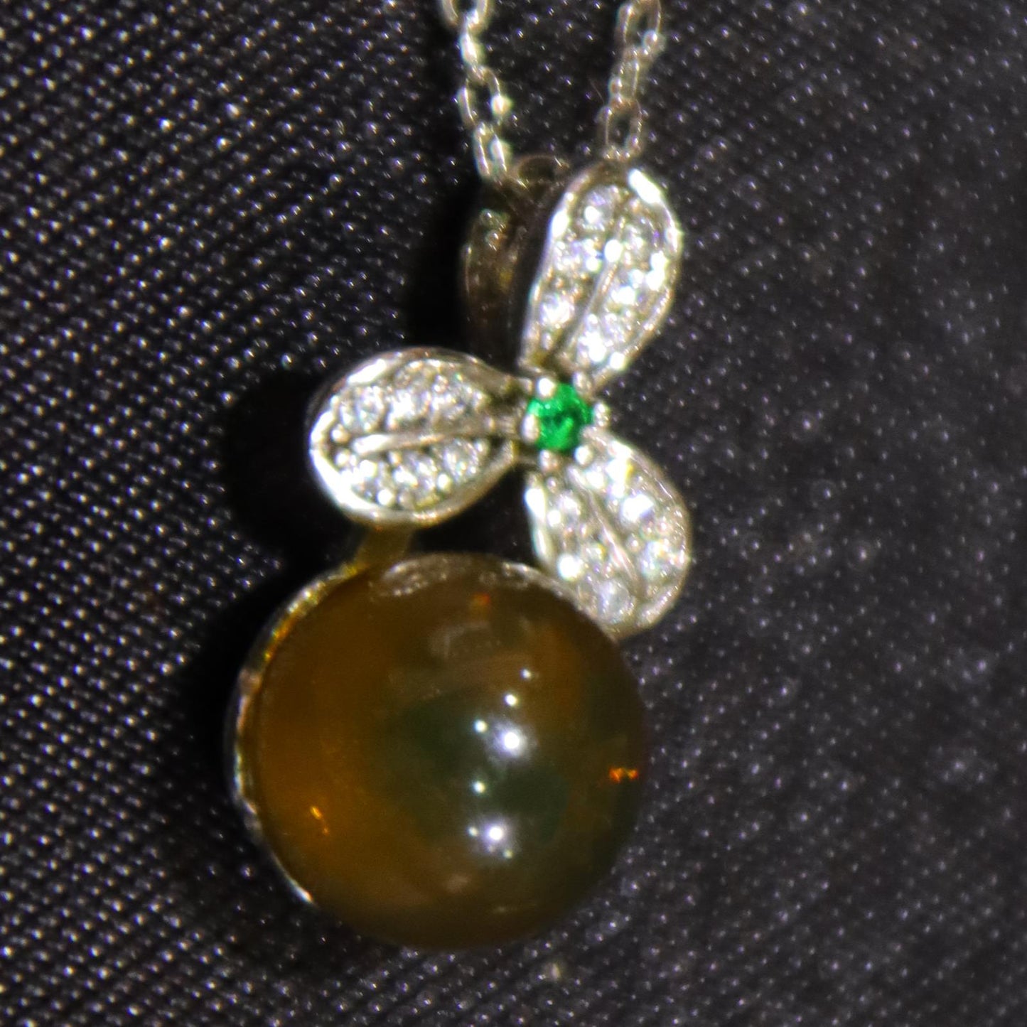 Natural Mexico Blue Amber Pendant with 925 Sterling Silver Clover Clasp – 9mm Bead Handmade Jewelry