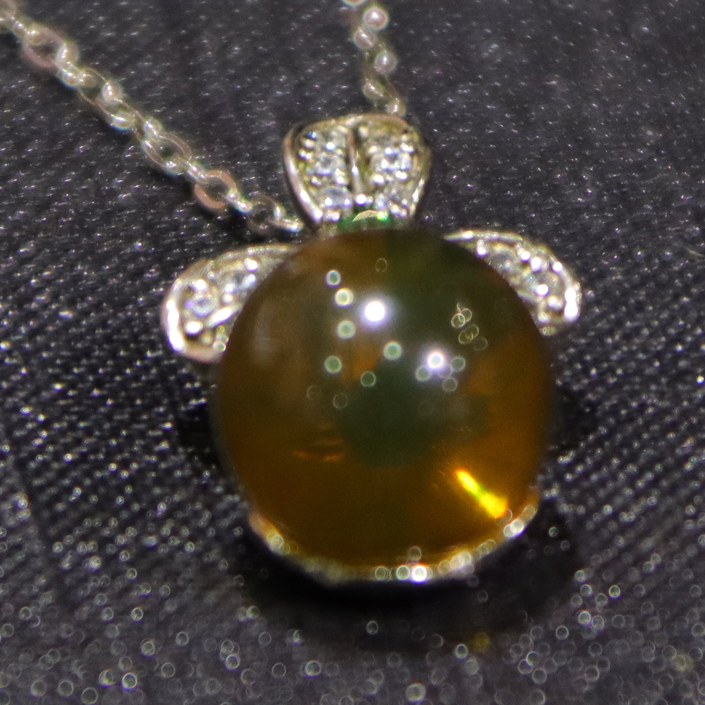 Natural Mexico Blue Amber Pendant with 925 Sterling Silver Clover Clasp – 9mm Bead Handmade Jewelry