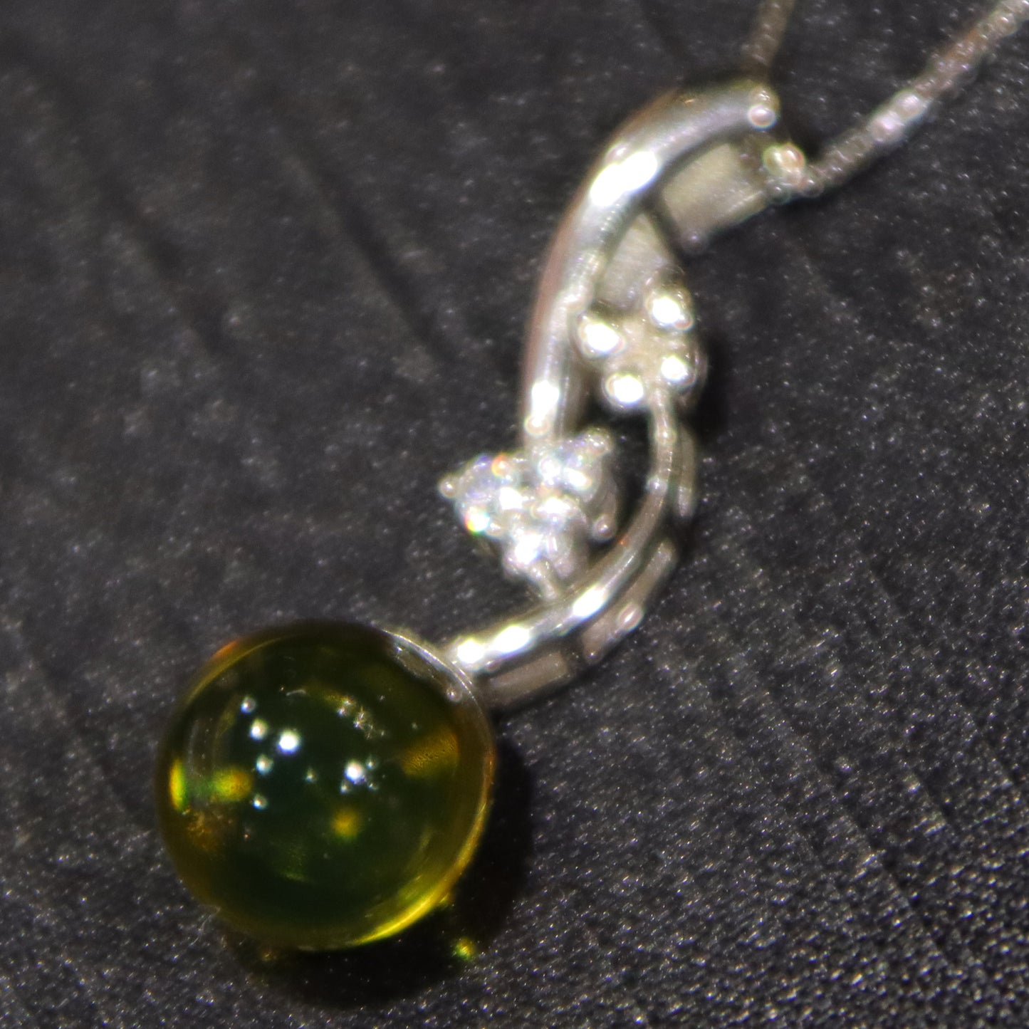 925 Sterling Silver Pendant with Natural Mexico Blue Amber - Minimalist Jewelry Design