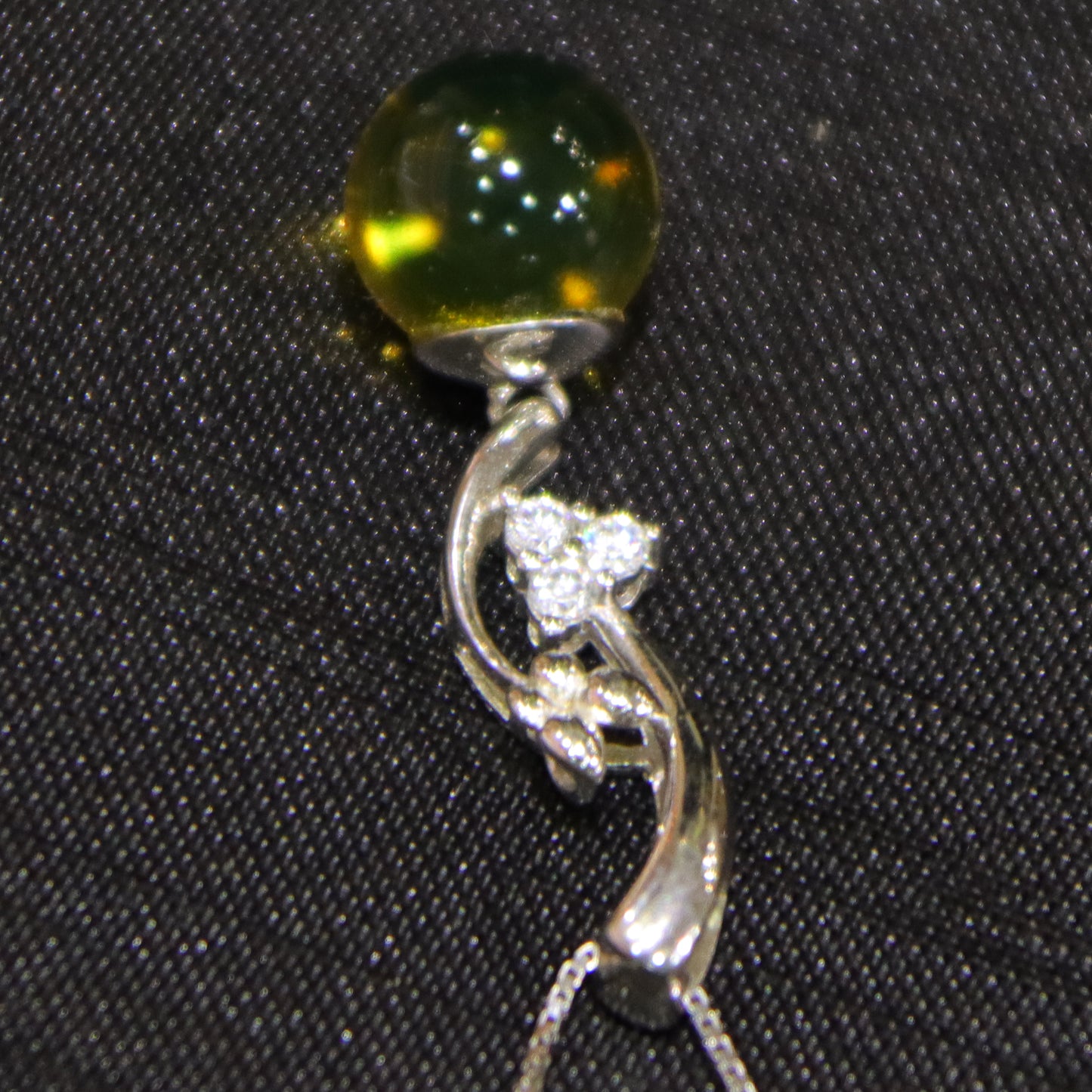 925 Sterling Silver Pendant with Natural Mexico Blue Amber - Minimalist Jewelry Design