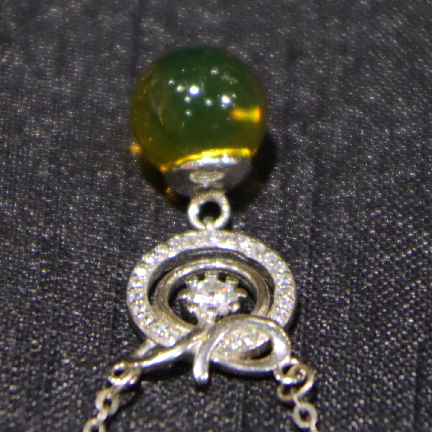 925 Sterling Silver Pendant with Natural Mexico Blue Amber Gemstone, Geometric Clasp