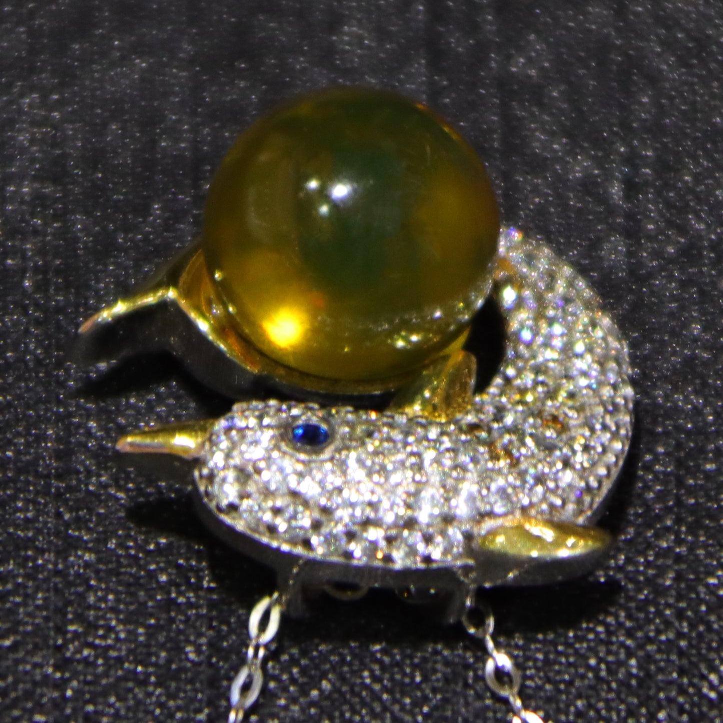 925 Sterling Silver Natural Mexico Blue Amber Dolphin Pendant Necklace