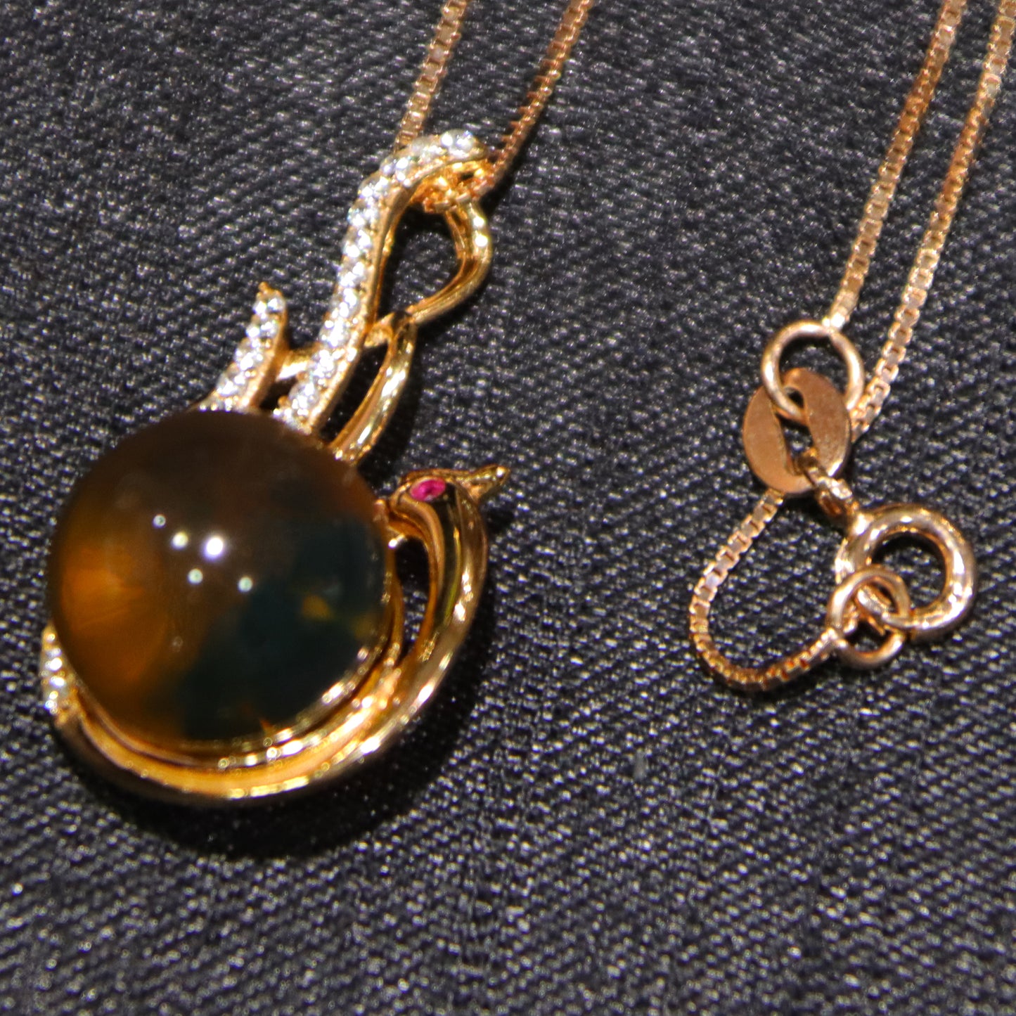 925 Sterling Silver Natural Mexico Blue Amber Phoenix Pendant with 12mm Round Bead