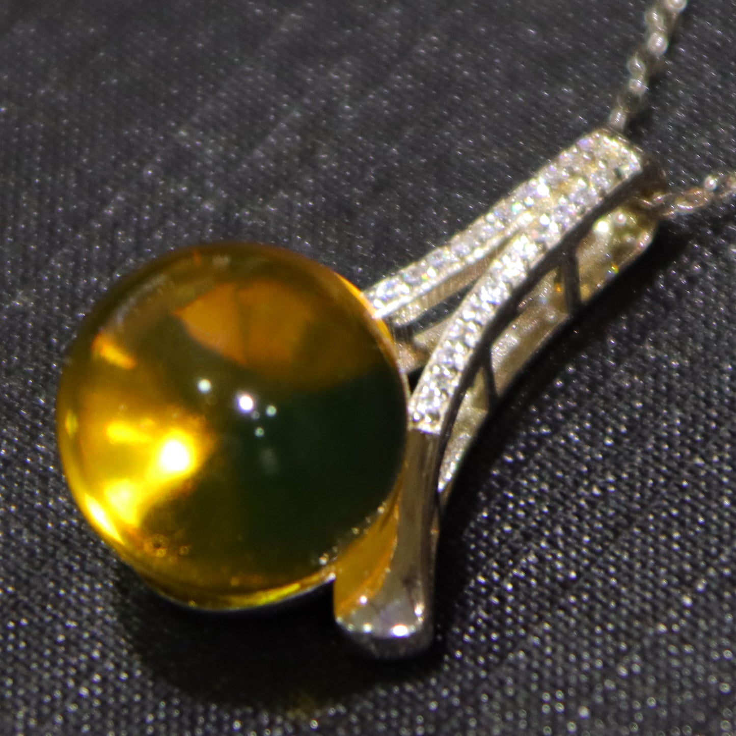 Handcrafted 925 Sterling Silver Geometric Pendant with Natural Mexico Blue Amber | Sleek Modern Design