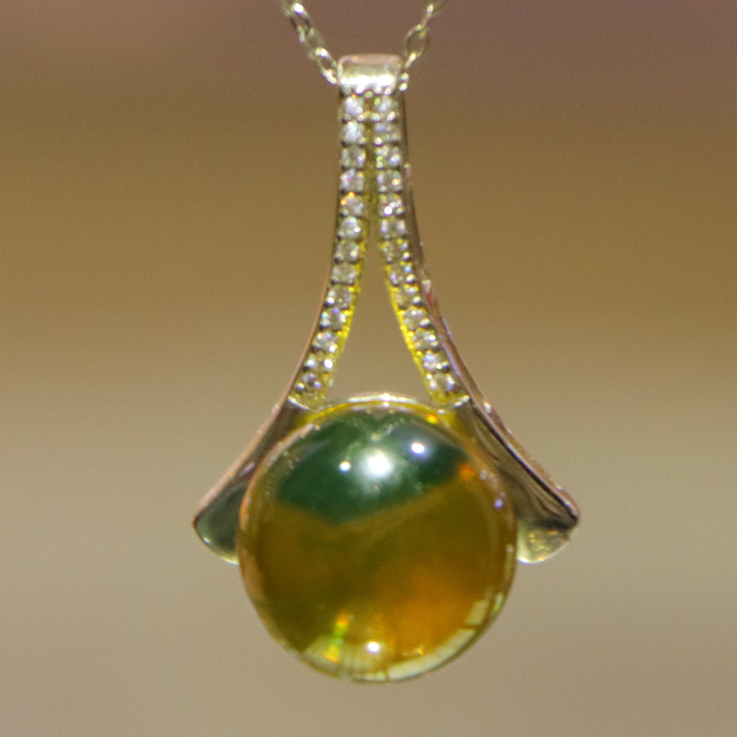 Handcrafted 925 Sterling Silver Geometric Pendant with Natural Mexico Blue Amber | Sleek Modern Design
