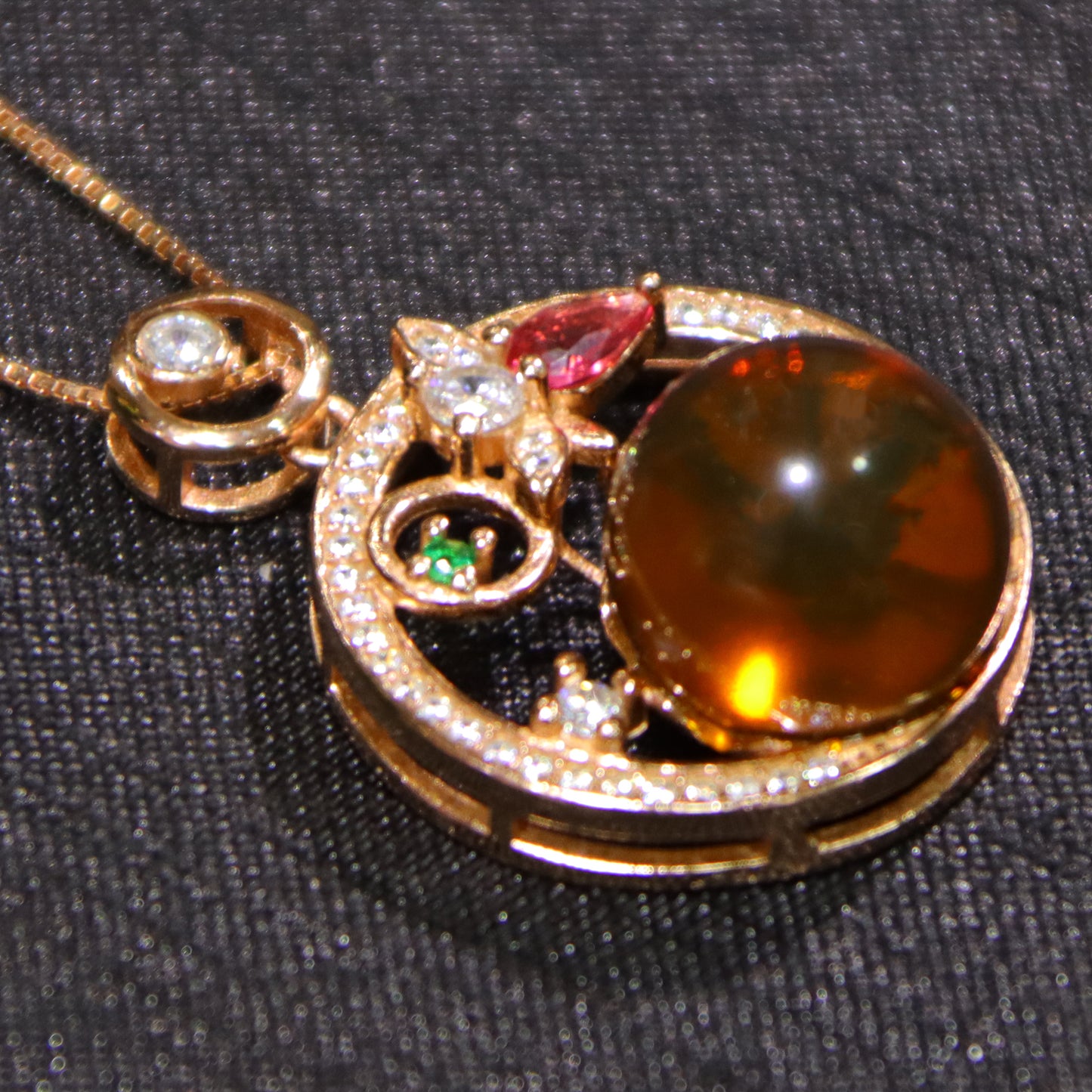 925 Sterling Silver Natural Amber Mexican Blue Amber Round Bead Pendant 12mm