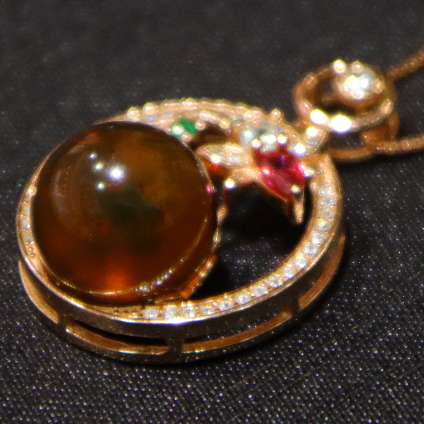 925 Sterling Silver Natural Amber Mexican Blue Amber Round Bead Pendant 12mm