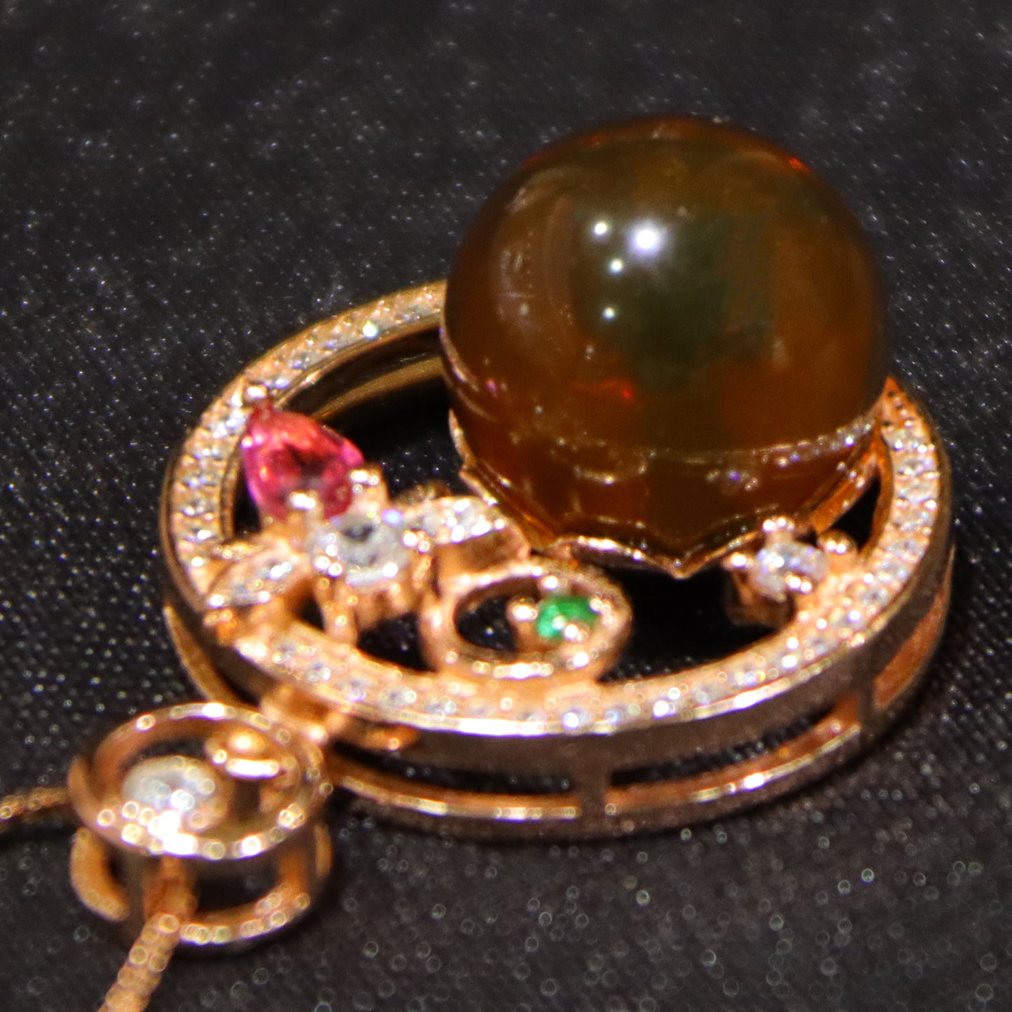 925 Sterling Silver Natural Amber Mexican Blue Amber Round Bead Pendant 12mm