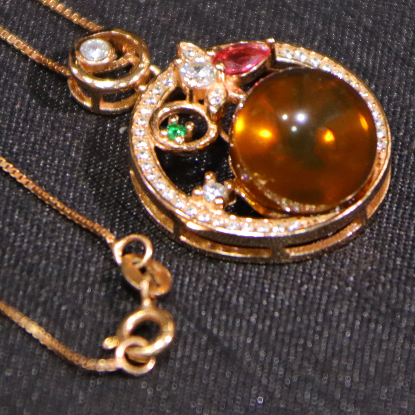 925 Sterling Silver Natural Amber Mexican Blue Amber Round Bead Pendant 12mm