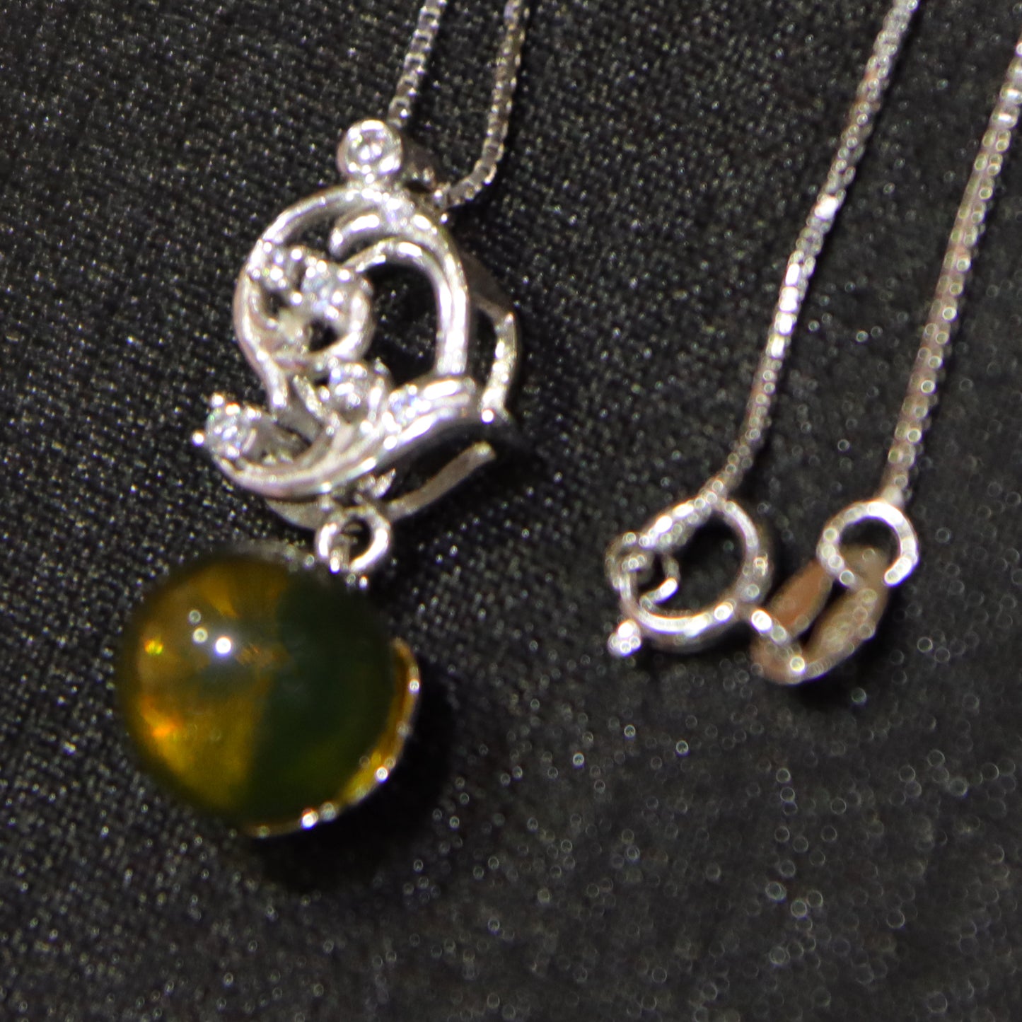 925 Sterling Silver Natural Mexican Blue Amber Heart Shape Necklace Set of Three