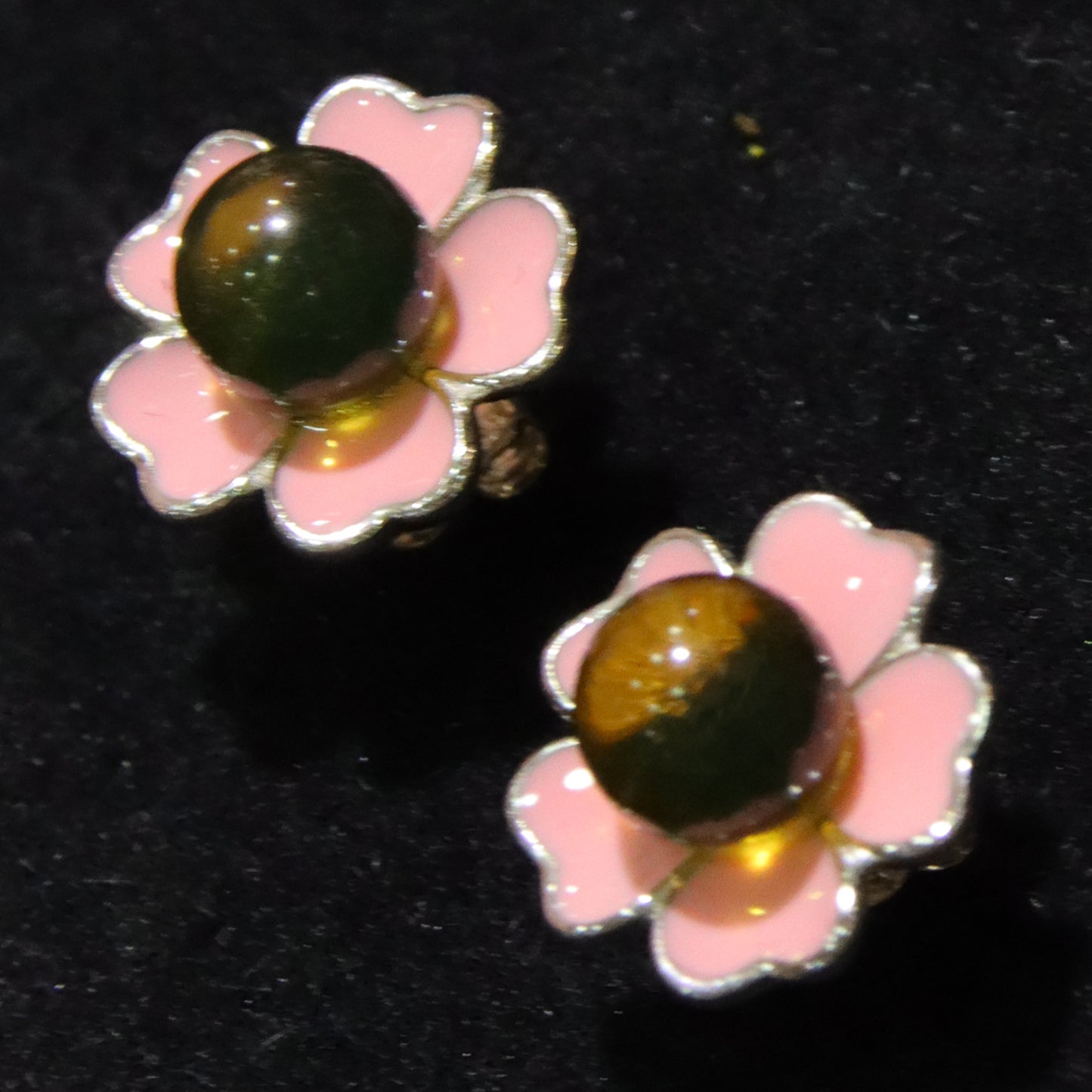 925 Sterling Silver Mexican Blue Amber Pink Floral Jewelry Set – Necklace, Earrings, Ring Trio