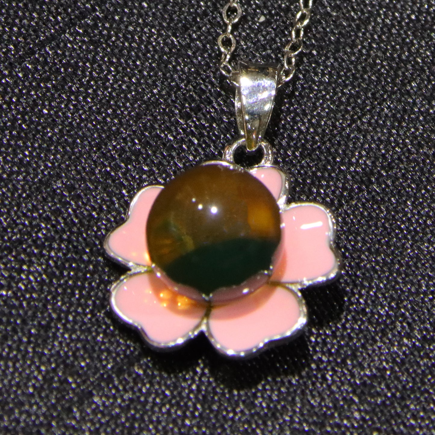 925 Sterling Silver Mexican Blue Amber Pink Floral Jewelry Set – Necklace, Earrings, Ring Trio