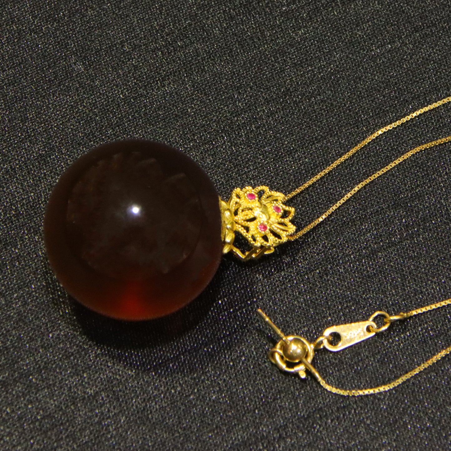 Vintage Blue Amber Women's Birthday Necklace Pendant
