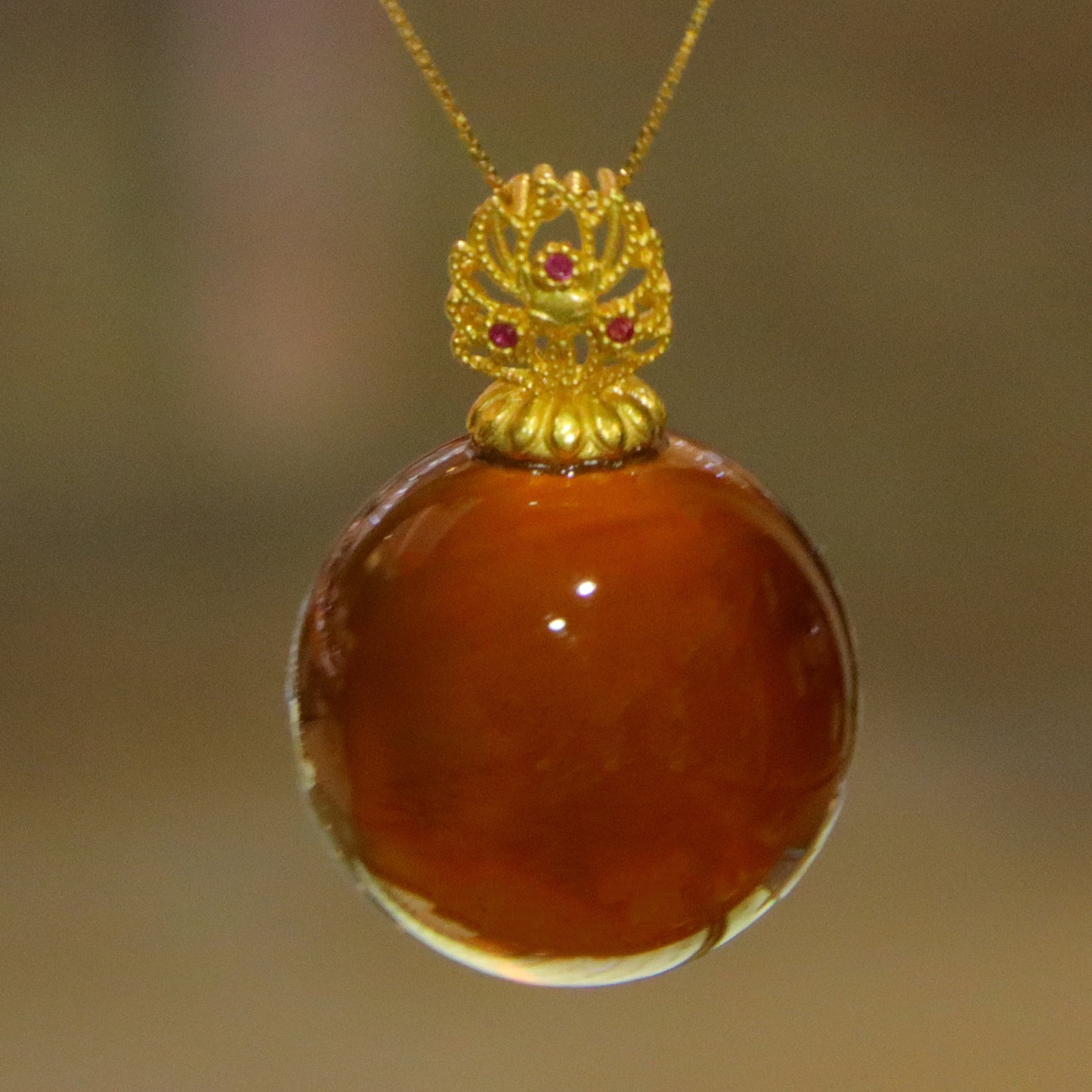 Vintage Blue Amber Women's Birthday Necklace Pendant