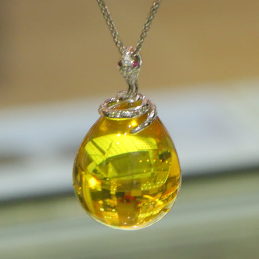 Fashion blue amber diameter 18.3mm 0.006kg ladies necklace pendant