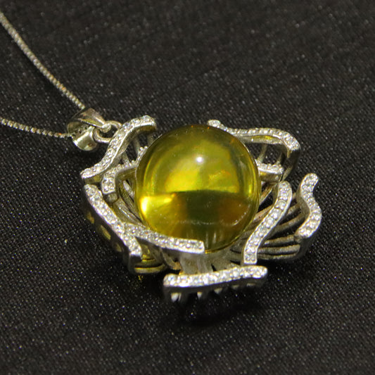 Fashion retro blue amber diameter 13mm 0.007kg ladies necklace pendant