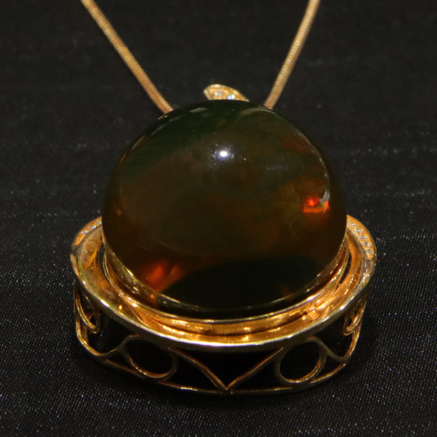 925 silver blue amber diameter 39mm 0.048kg ladies necklace pendant