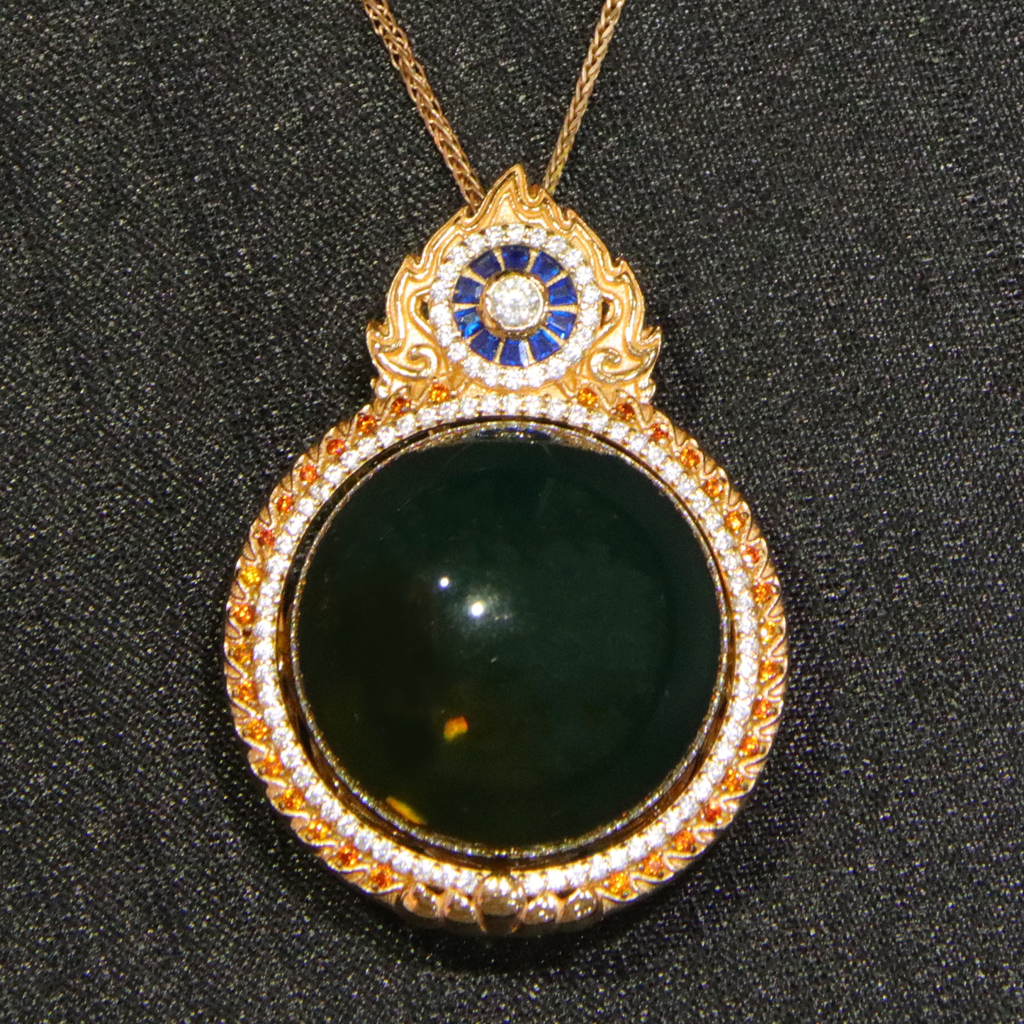 925 silver fashion blue amber diameter 23mm 0.017kg ladies necklace pendant