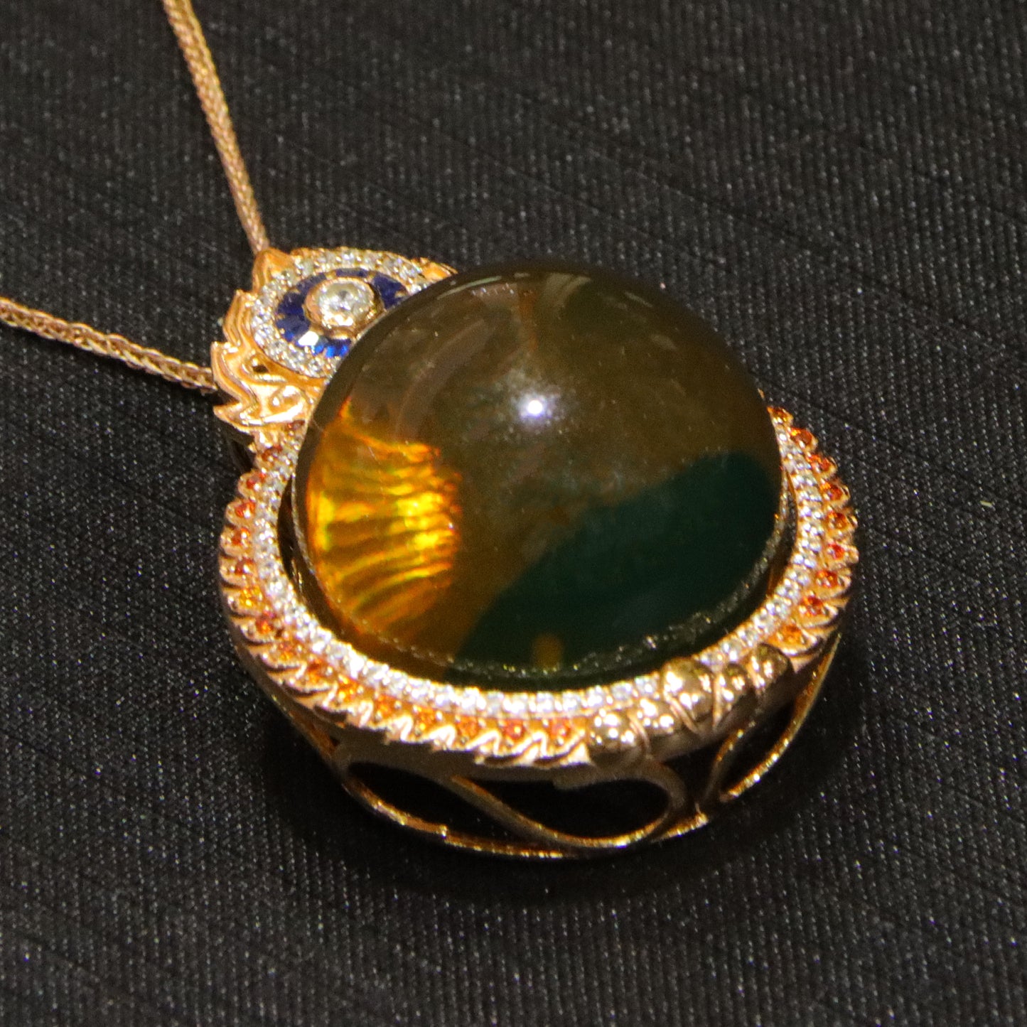 925 silver fashion blue amber diameter 23mm 0.017kg ladies necklace pendant