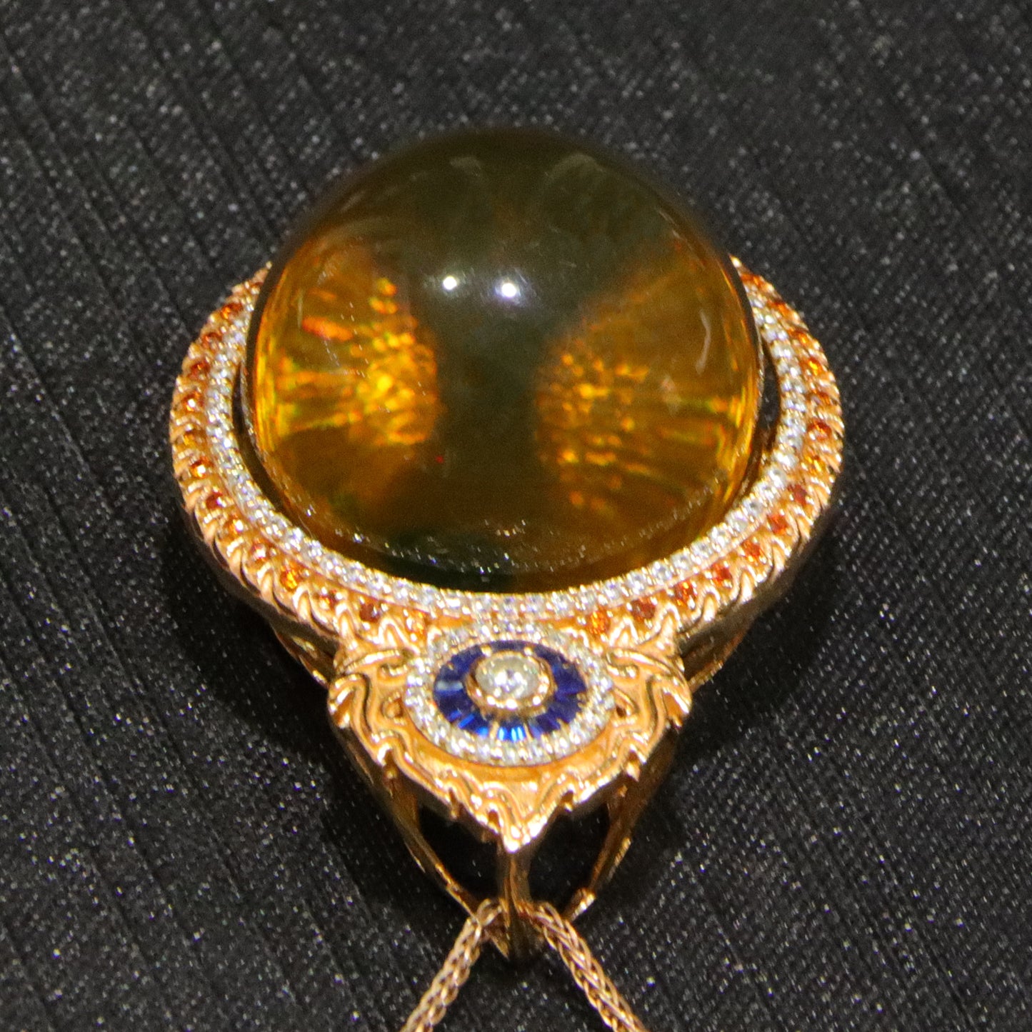 925 silver fashion blue amber diameter 23mm 0.017kg ladies necklace pendant
