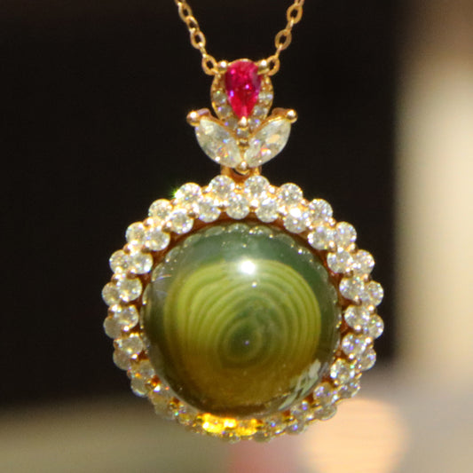925 silver fashion blue amber diameter 16mm 0.008kg ladies necklace pendant