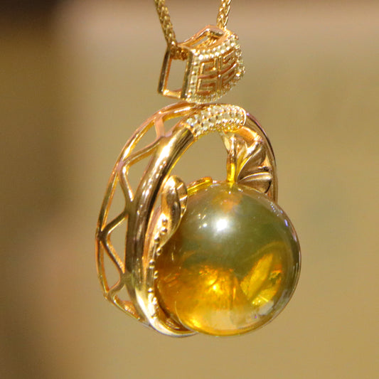 925 silver fashion blue amber diameter 17mm 0.011kg ladies necklace pendant