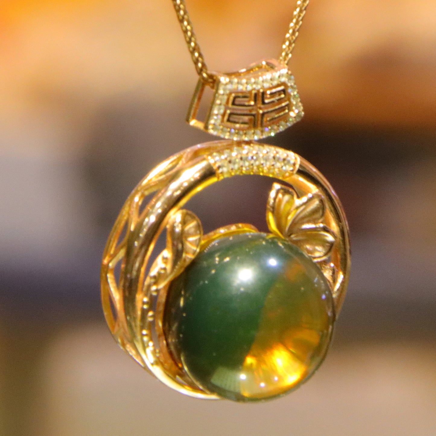 925 silver fashion blue amber diameter 17mm 0.011kg ladies necklace pendant
