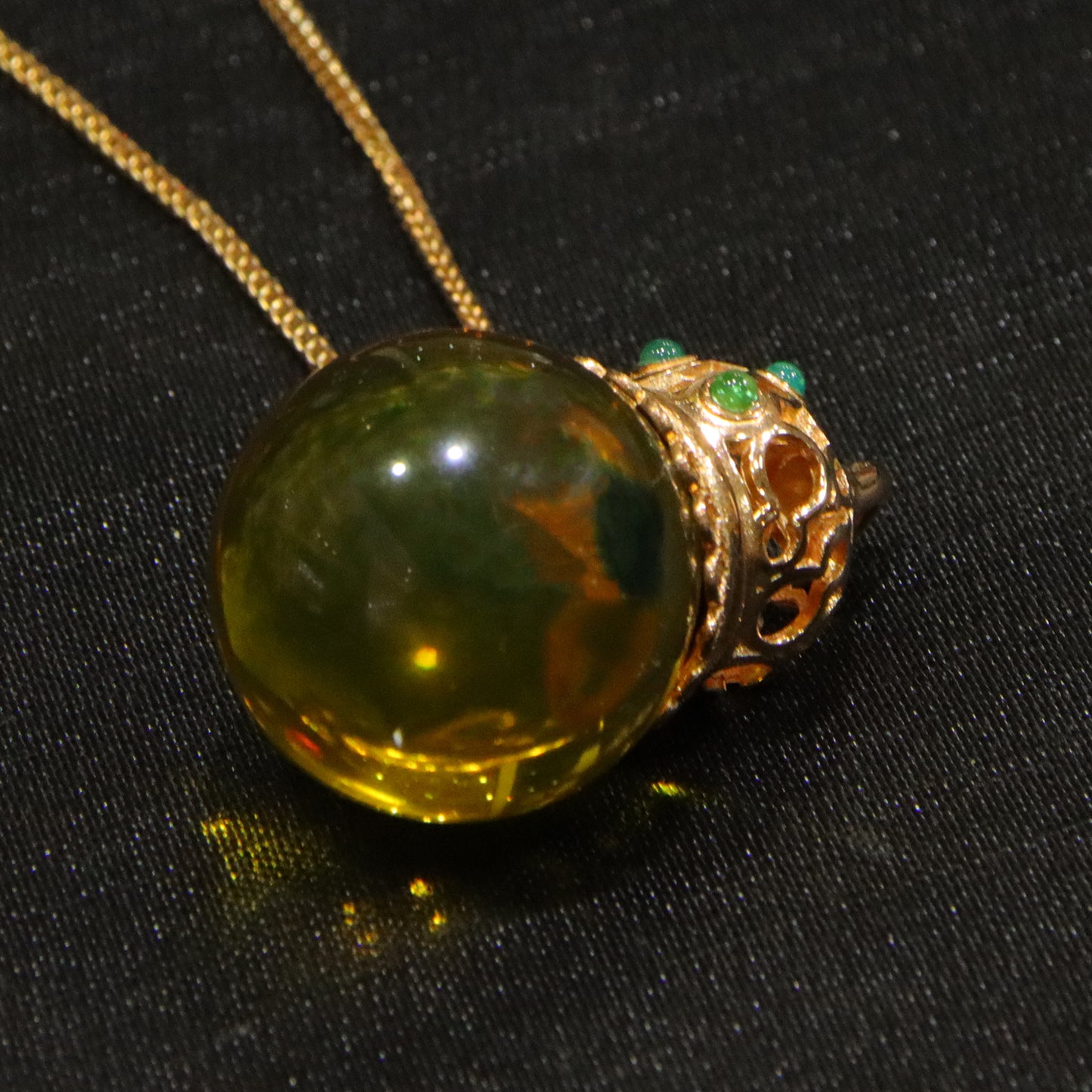 925 silver fashion blue amber diameter 20mm 0.011kg ladies necklace pendant