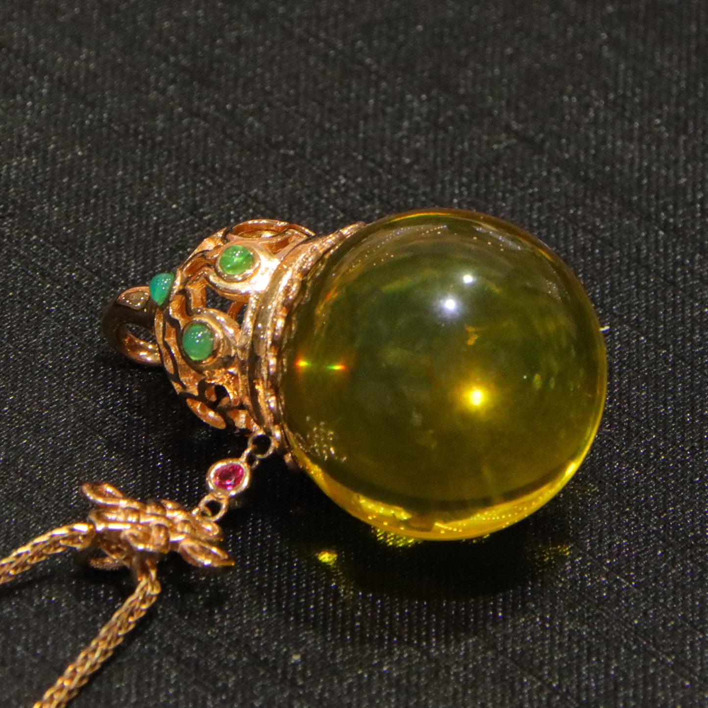 925 silver fashion blue amber diameter 20mm 0.011kg ladies necklace pendant